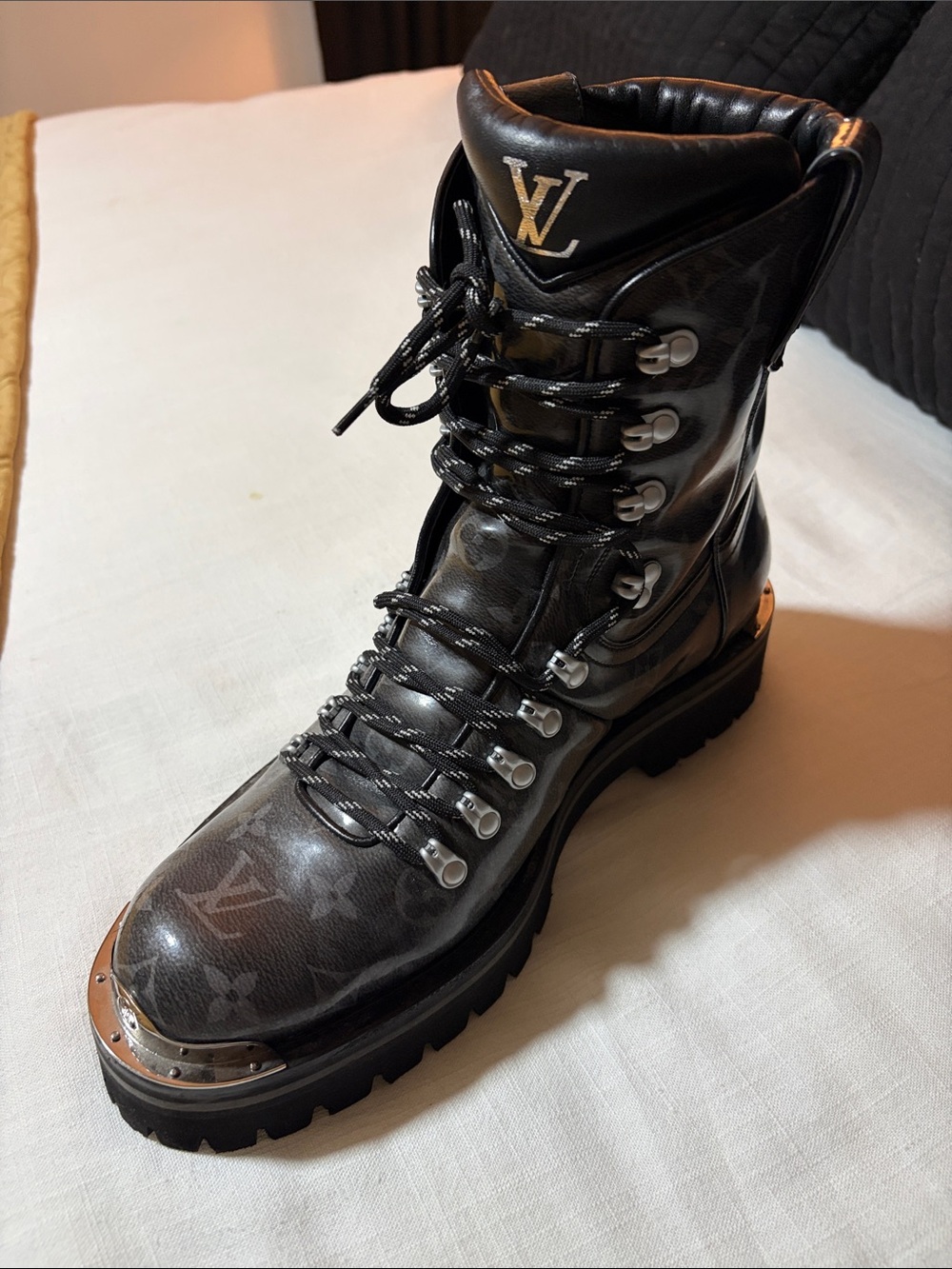 Louis Vuitton Black Monogram Alpine Lace-Up Boots - Picture 2 of 12